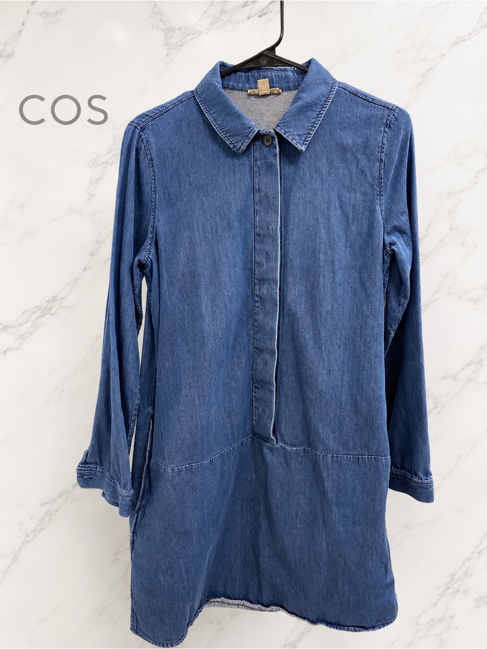 COS Blue Long Sleeve Denim Dress